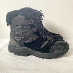 Merrell Black Damson Waterproof Winter Hiking Boots Womens Size 8.5